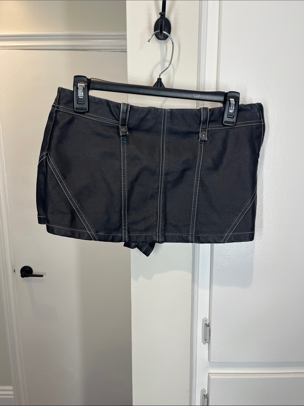 We The Free Black Mini Skort with Contrast White Stitching